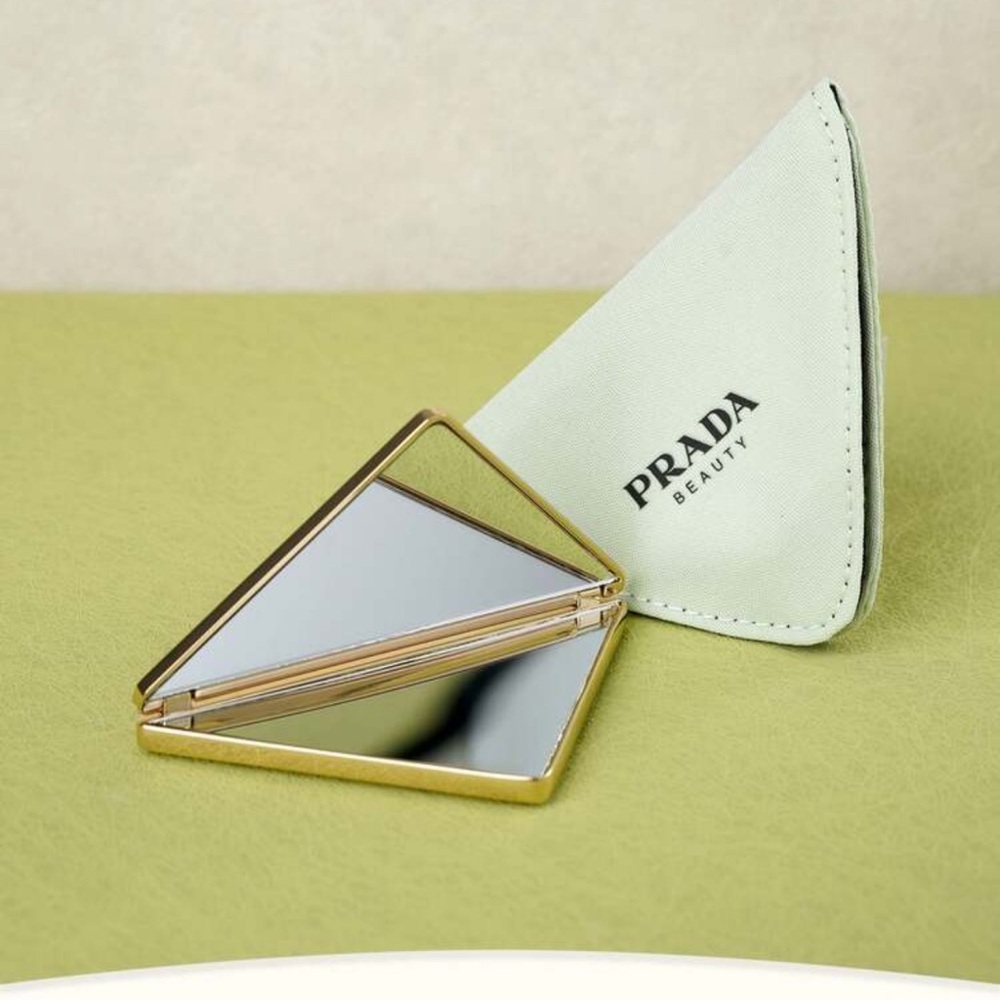 Prada Gold Triangular Compact Mirror NWT - image 1